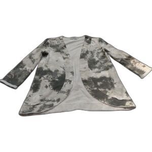 Nommo Woman Jacket Sz S Gray Long Sleeve Lightweight Distressed Trim Tie Dye